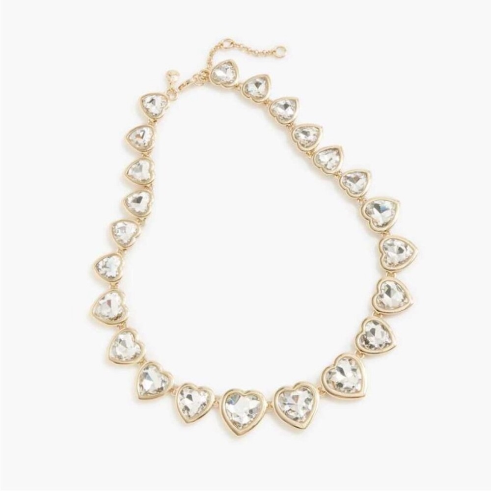 J Crew Statement Crystal Hearts Necklace NWT